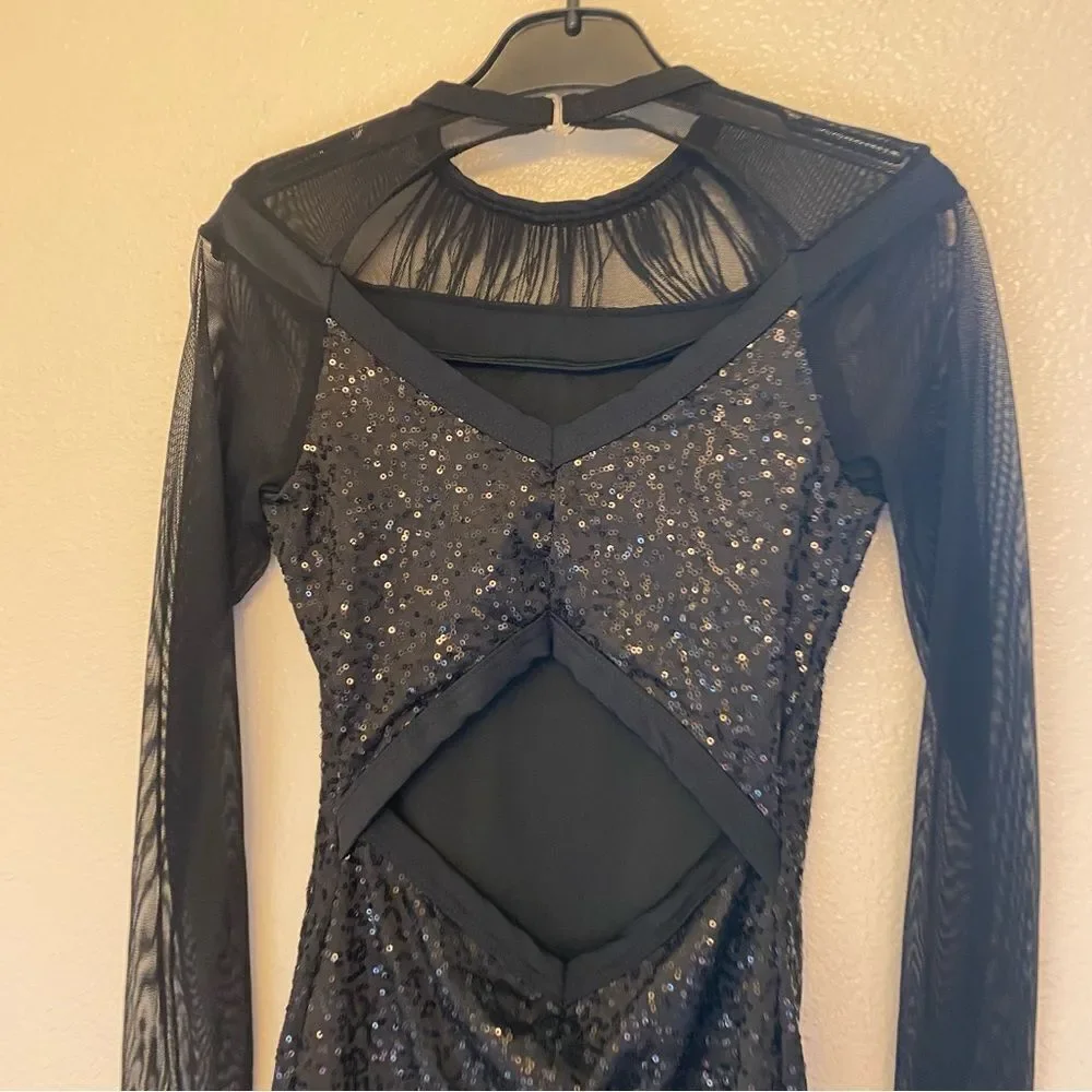 Weissman dance costume black feather biketard Hungry Like The Wolf 11626 LC